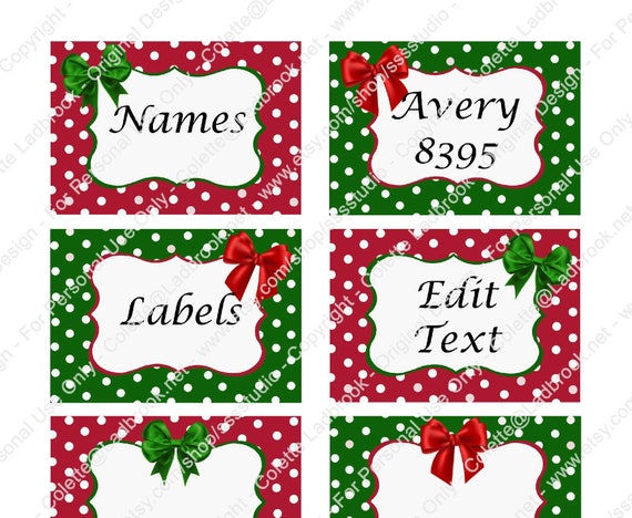 Red and Green Printable Tags, Labels, Holiday Name Tags, Party Labels, Christmas  Labels, Digital Gift Tags, Instant Download, Jar Labels 