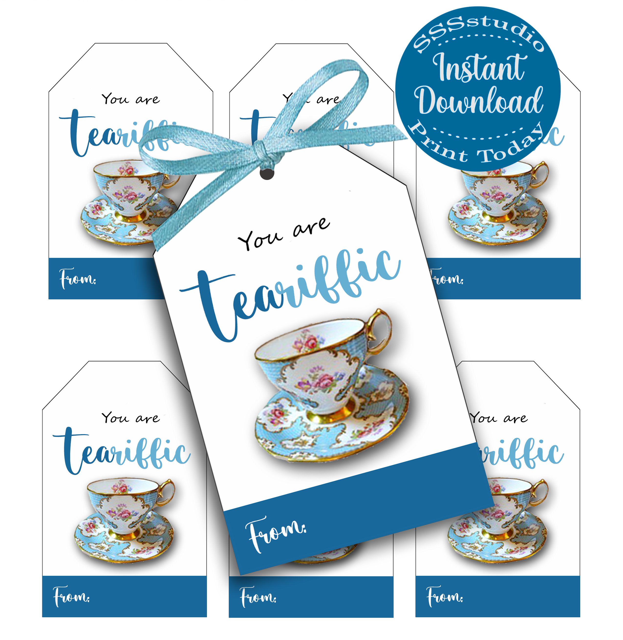 Tea-riffic Gift Tags, Tea Cup Tags, Thank You Tags, Tea Party Tag ...