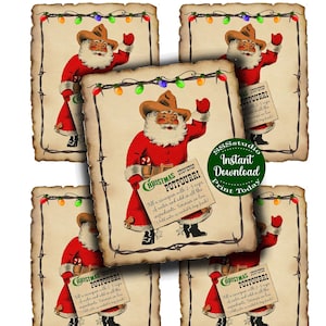 Herd Top Potpourri Geschenkanhänger, Western Weihnachten, Cowboy Santa, Printable Santa, Howdy Holiday, Weihnachtsmann Geschenkanhänger, Taschenanhänger