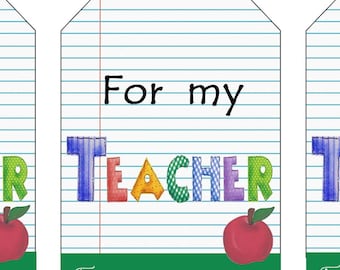Teacher Gift Tags, Teacher thank you tag, printable gift tags, teacher appreciation Digital download, For my teacher, back to school tags