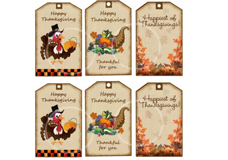 Thanksgiving Gift Tags Digital Printable Turkey Tag Fall Etsy