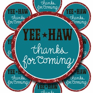 Western Thanks Tags, Round Favor Tags Digital Circle Tags, Western Printable Tags, Printable birthday party Tags, Circle Stickers, party tag