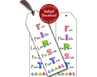 First Grade classroom bookmarks, back to school, Digital and Printable, Instant Download, Unique, colorful classroom gift tags, bookmarks