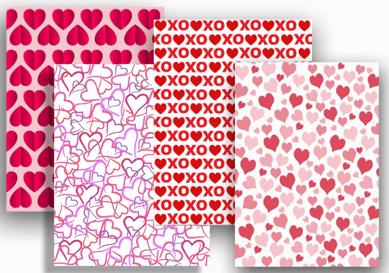 Valentine Hearts Scrapbook Paper Digital Red & Pink Hearts Etsy UK