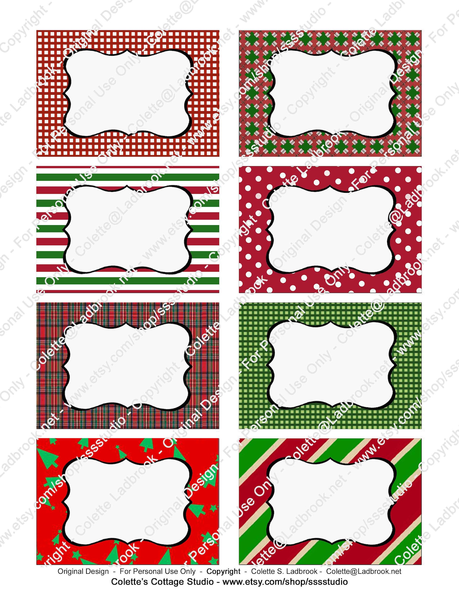 Christmas Labels Custom Printable Holiday Name Tags Food | Etsy