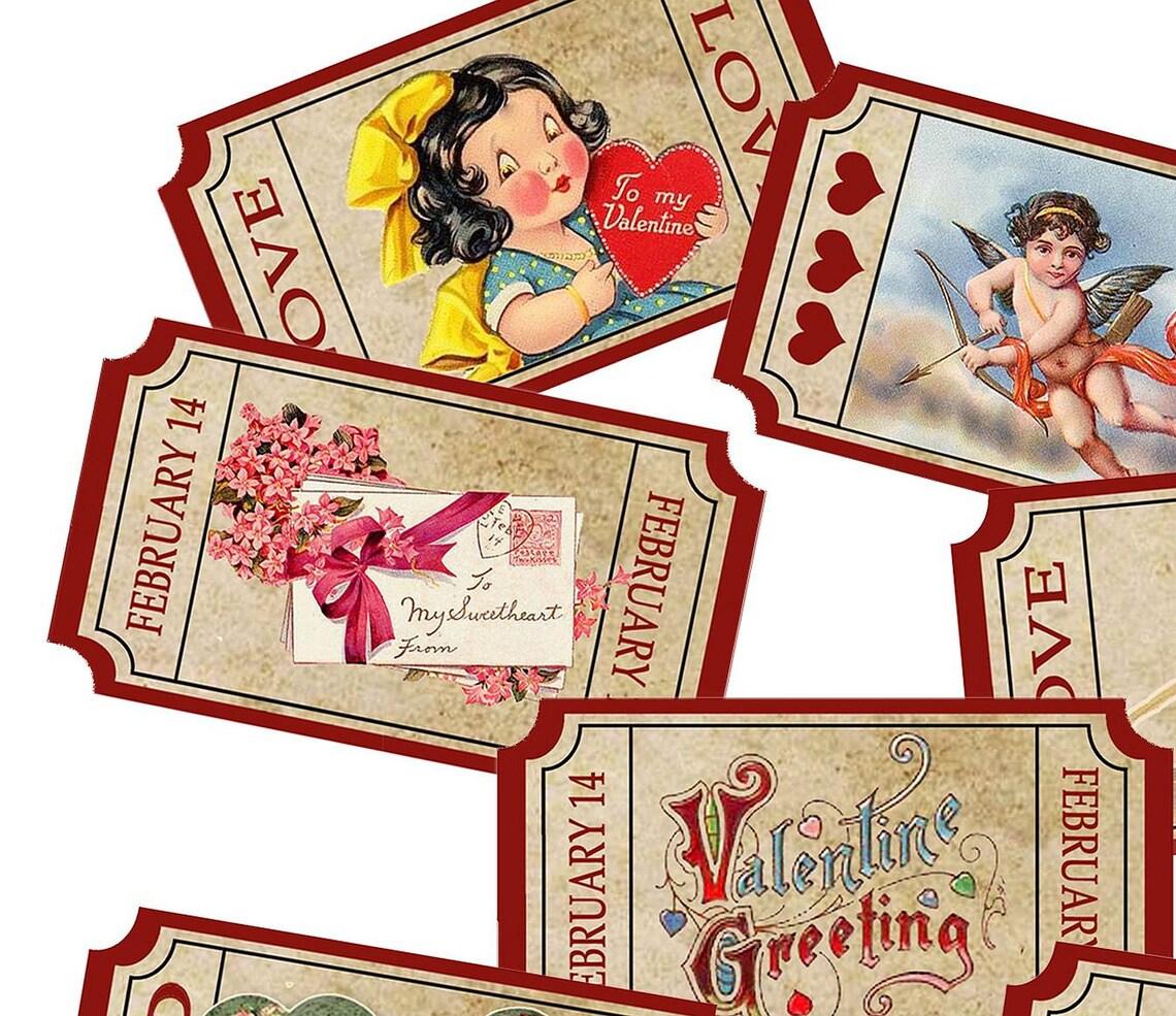 Valentine Love Tickets Instant Digital Download Diy Valentine Etsy