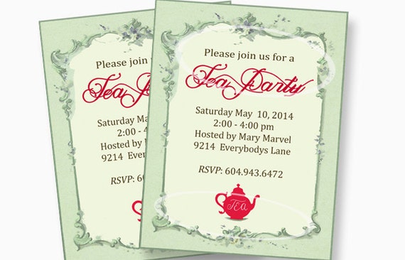 christmas tea party invitations