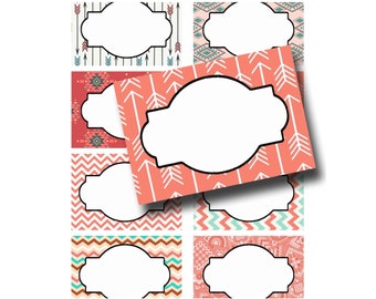 Southwestern Labels, Digital Labels for Parties, Food labels, Instant Download, craft supplies Printable labels, teachers labels, Party tags