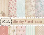 Floral Scrapbook Paper Digital,  Instant Download, Shabby chic Papers scrapbook supplies digital collage background paper, junk journals