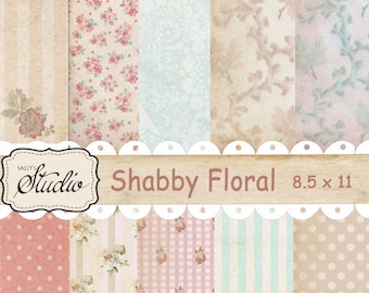 Floral Scrapbook Paper Digital,  Instant Download, Shabby chic Papers scrapbook supplies digital collage background paper, junk journals