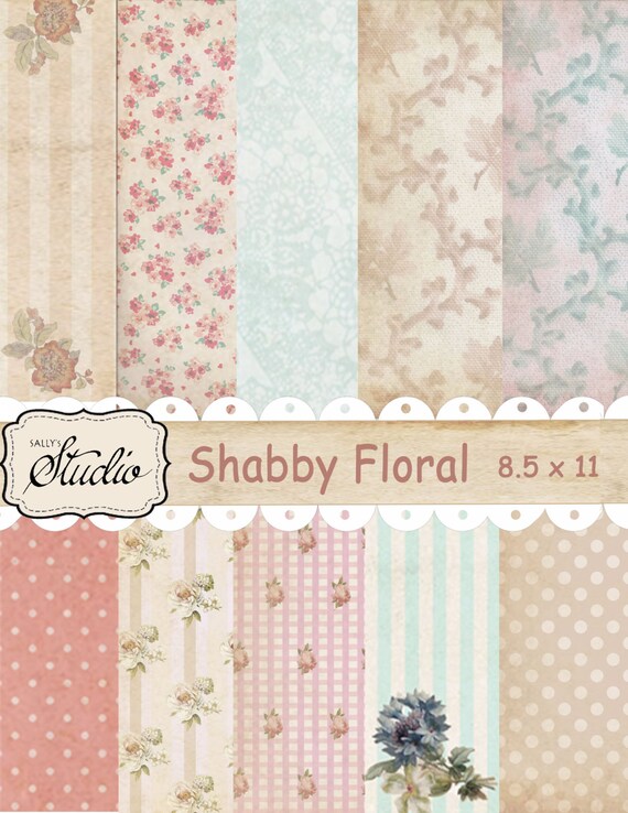 Floral Scrapbook Paper Digital,  Instant Download, Shabby chic Papers scrapbook supplies digital collage background paper, junk journals