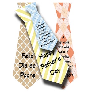 Large & Small Father&#39;s Day Gift Tags, Digital Download, Dad Tag, Craft Supplies, Scripture Cards, Fathers Day Tie printable, colorful ties