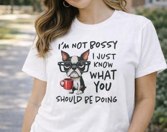Boston Terrier Coffee Shirt Funny Dog Humor Graphic Tee