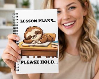 Sleeping Sloth Lesson Plans Spiral Notebook | Teacher Humor, Ruled