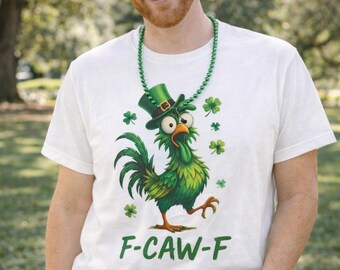 F-CAW-F Rooster with Shamrocks T-shirt | St. Patrick's Day