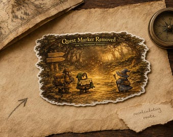 Marcador de misión eliminado / Pegatina de fantasía acogedora para TDAH / Calcomanía de RPG de daño emocional