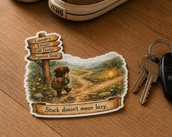 Pegatina/calcomanía de vinilo "Stuck Doesn't Mean Lazy" para TDAH y autismo