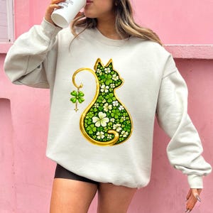 lucky cat sweatshirt , patrick's day party , rish cat