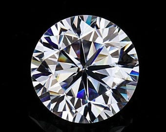 May include: A round, brilliant-cut diamond against a black background. The diamond's facets reflect light, creating a sparkling effect. The gemstone is a clear, colorless, and highly polished. The image is a close-up, showcasing the diamond's intricate details.