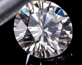 May include: A round, brilliant-cut diamond with numerous facets, reflecting light and creating a sparkling effect. The gemstone is set against a black background, highlighting its clarity and brilliance. The diamond's facets are precisely cut to maximize light reflection.