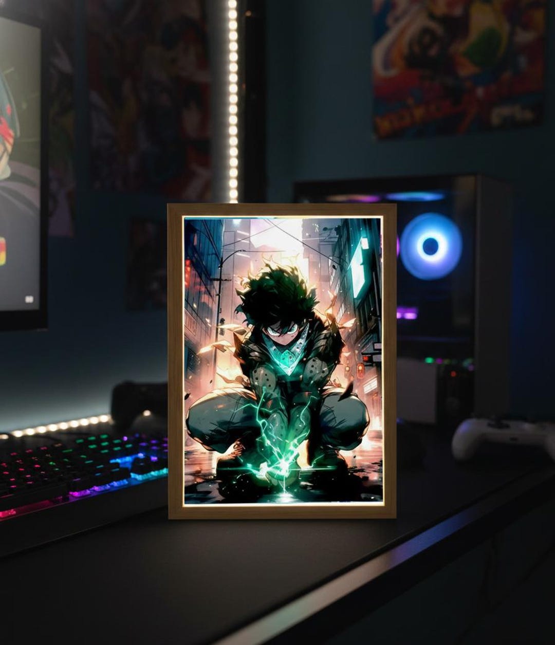 My Hero Academia Anime LED Light Frame – Deku Manga Room Decor Night ...