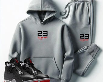 Conjunto de chándal gris con capucha y joggers para hombre 23 Legend a juego con Jordan 4