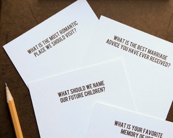 DIY Wedding Reception Conversational Questions Starters Cards Guest Book Game
