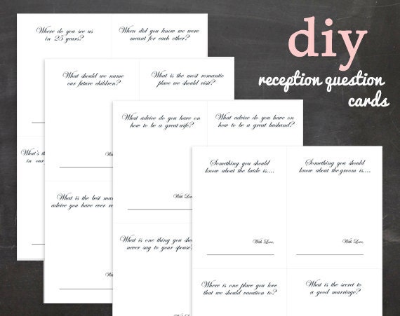 Diy Formal Wedding Reception Conversational Questions Starters Etsy