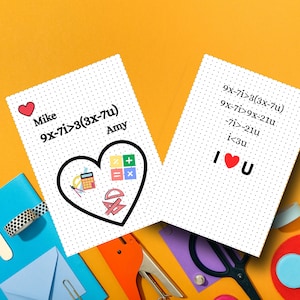 Fun Math Valentines Card, I Love U Card for Marh Lover (Digital Easy to Edit)
