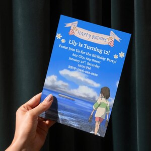 Studio Ghibli Sprited Away Birthday Invitation Template, Digital Easy to Edit image 2