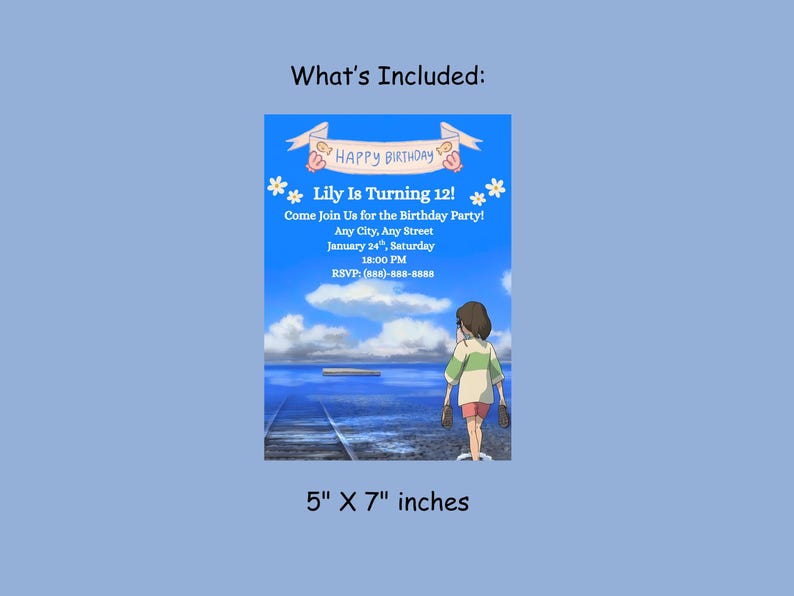 Studio Ghibli Sprited Away Birthday Invitation Template, Digital Easy to Edit image 6