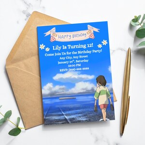 Studio Ghibli Sprited Away Birthday Invitation Template, Digital Easy to Edit image 3