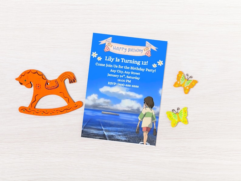 Studio Ghibli Sprited Away Birthday Invitation Template, Digital Easy to Edit image 4