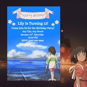 Studio Ghibli Sprited Away Birthday Invitation Template, Digital Easy to Edit image 5