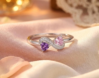 Sterling Silver 925 Infinity Ring with Red Zircon Stone – Women’s Jewelry Gift