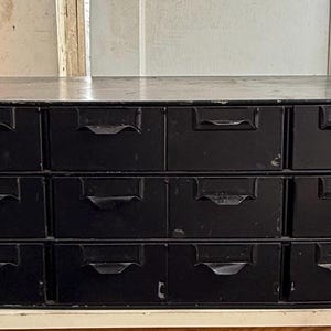 Vintage Hardware Cabinet • Industrial storage • vintage metal drawers • Vintage metal cabinet image 4