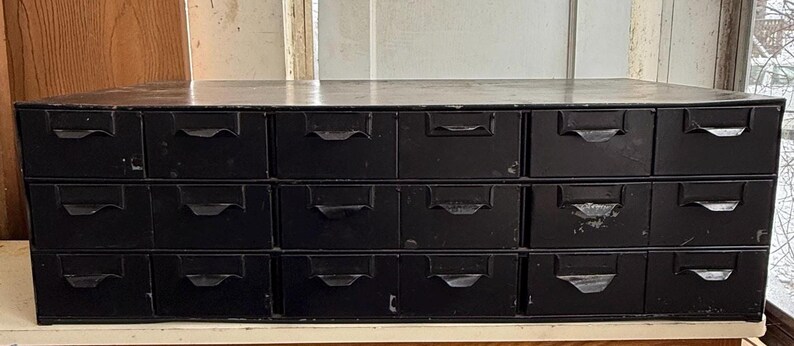 Vintage Hardware Cabinet • Industrial storage • vintage metal drawers • Vintage metal cabinet image 4