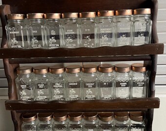 Vintage Crystal Foods Spice Rack With 10 Spice Jars Etsy