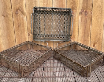 Factory baskets • Large Industrial  bins • farmhouse Baskets  • steampunk drawers •  warehouse bins • Steel baskets