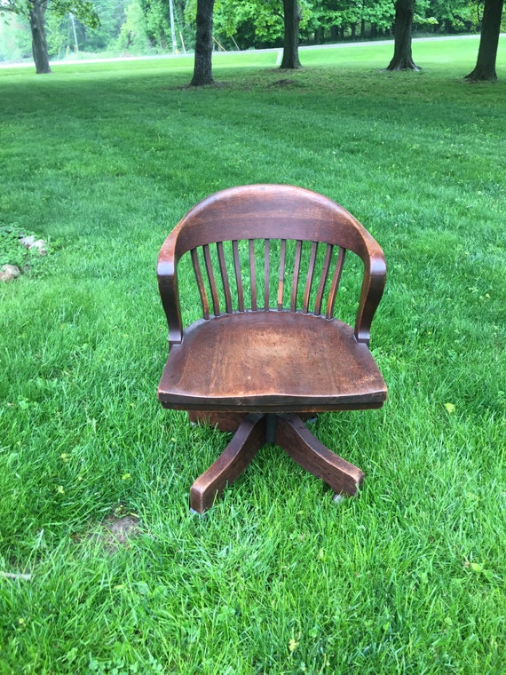 Vintage Wood Office Chair Etsy