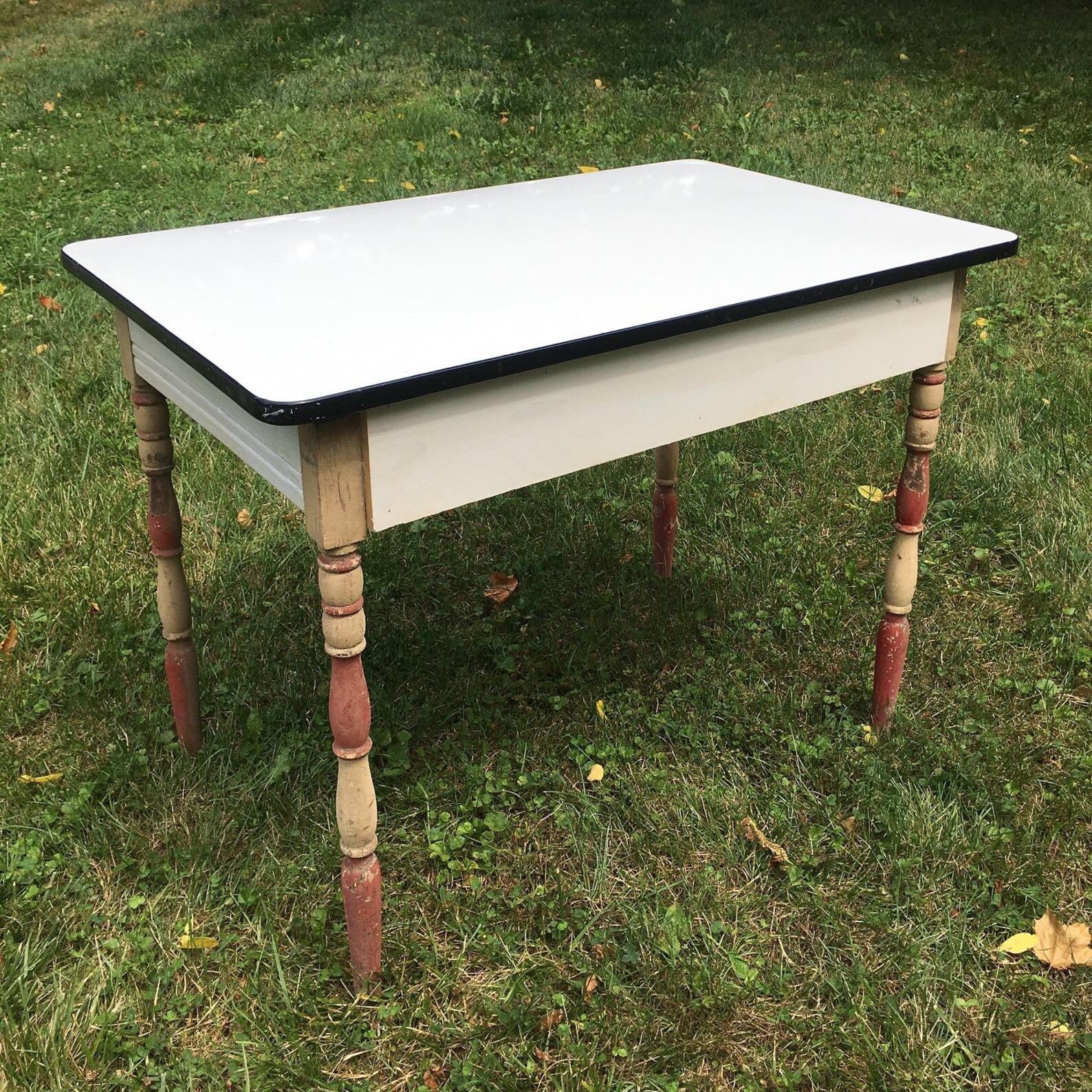 Vintage Enamel Top Table Vintage Kitchen Table Etsy