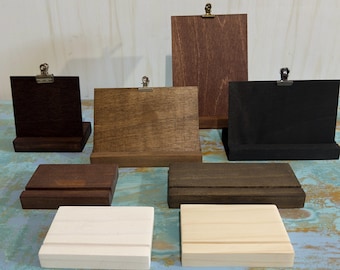 Wood Display Stand • Mini Clipboard  • Signage Stand • Artwork Easel • Retail Signage •  Business Card holder  • Wedding Signs