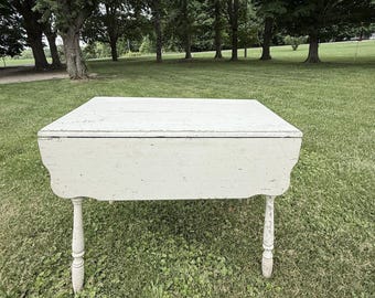 Vintage wood drop leaf table • vintage cottage table • vintage farm table