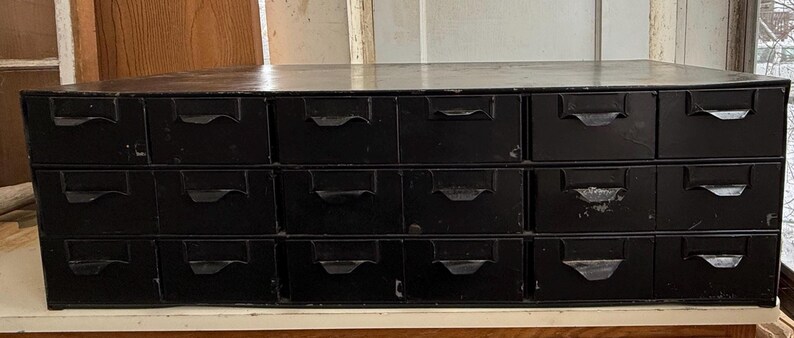 Vintage Hardware Cabinet • Industrial storage • vintage metal drawers • Vintage metal cabinet image 5