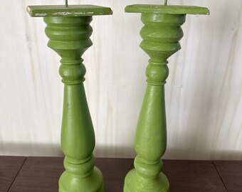 Vintage Wood Candlesticks