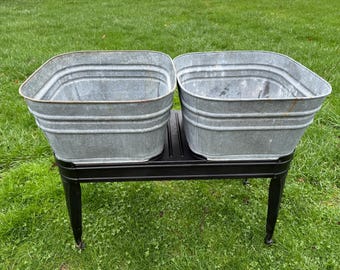 Vintage washtubs • metal washtub • double washtub • farmhouse sink • farmhouse washtub