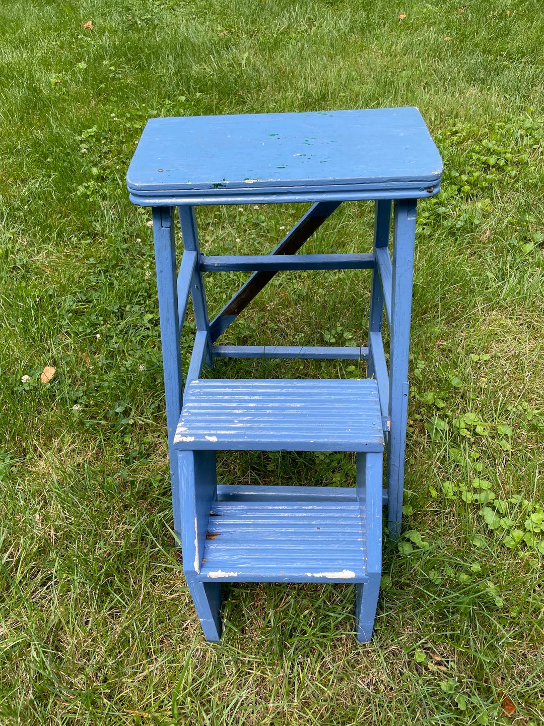 Vintage Step Stool Wood Step Stool Primitive Wood Display Etsy