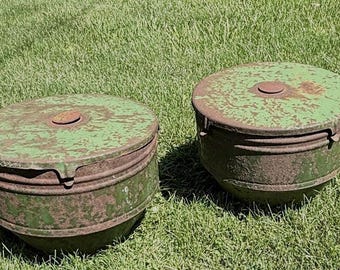 Vintage Farm Hopper • Vintage  John Deere Hopper • John Deere flower pots • Antique seed hopper • Antique Farm • Vintage Garden Pot