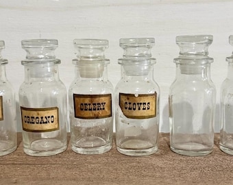 Vintage glass spice bottles set of 6