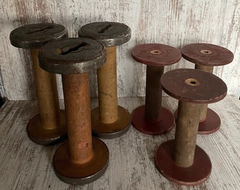 Large Vintage wood spools • vintage industrial wooden spools